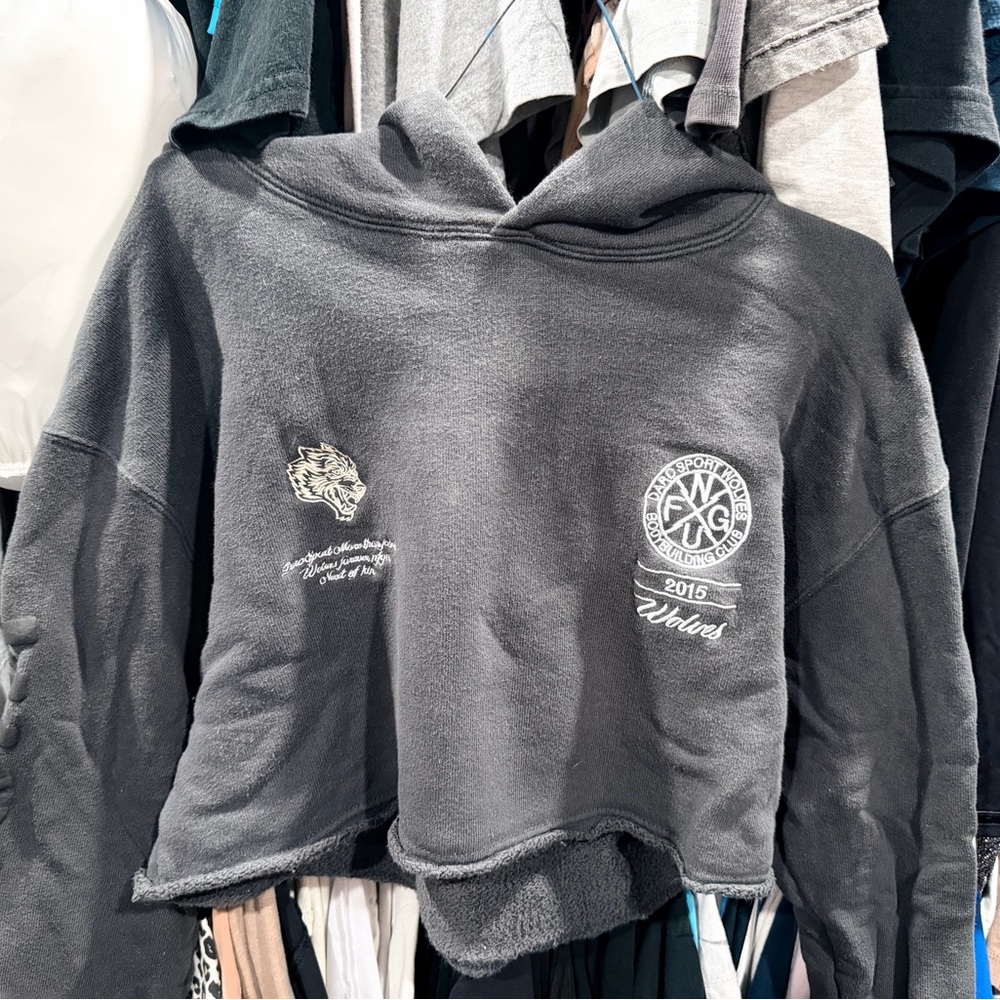 Darc Sport Charcoal Cropped Hoodie